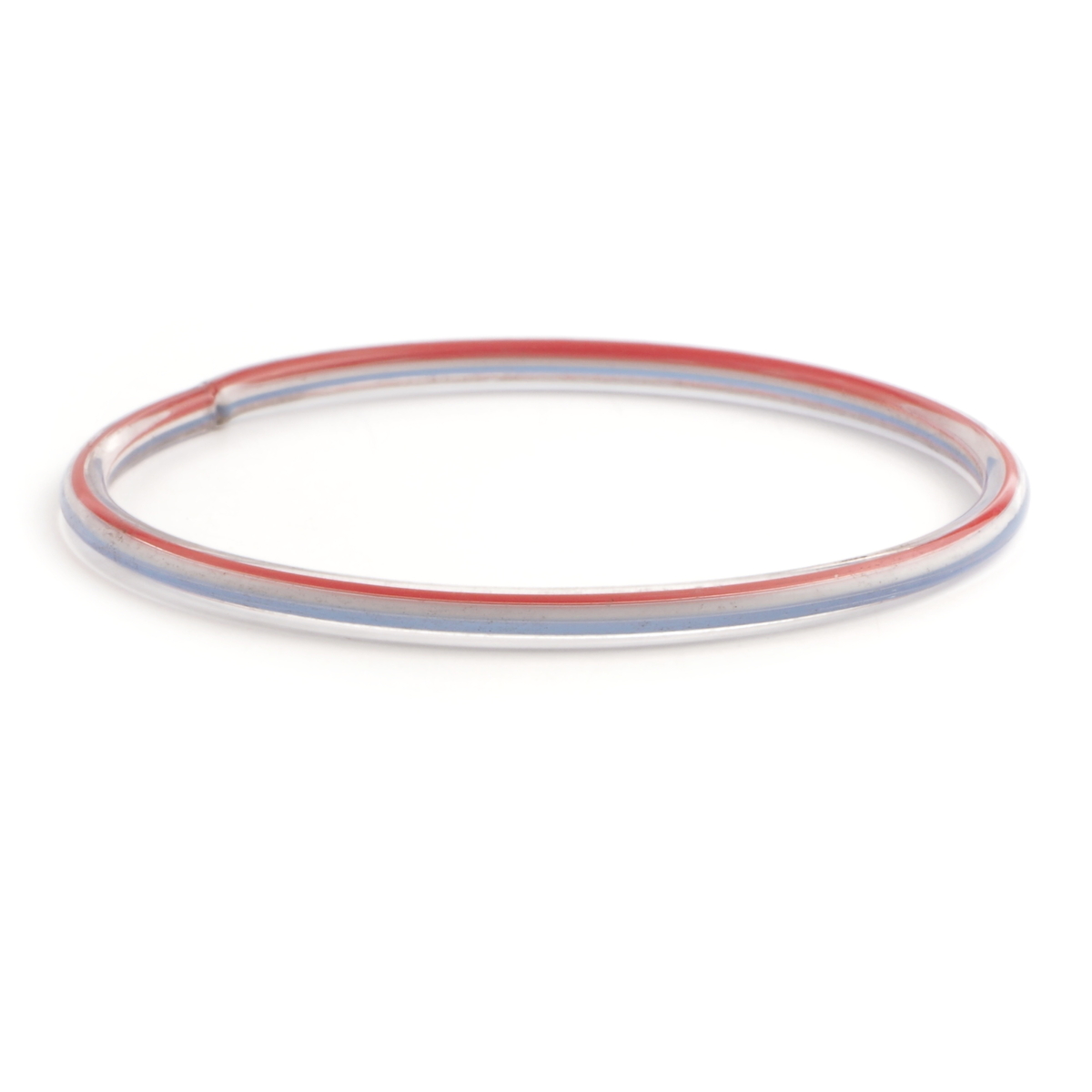 Large antique Czech red white blue striped glass bangle hoop ring 69mm
