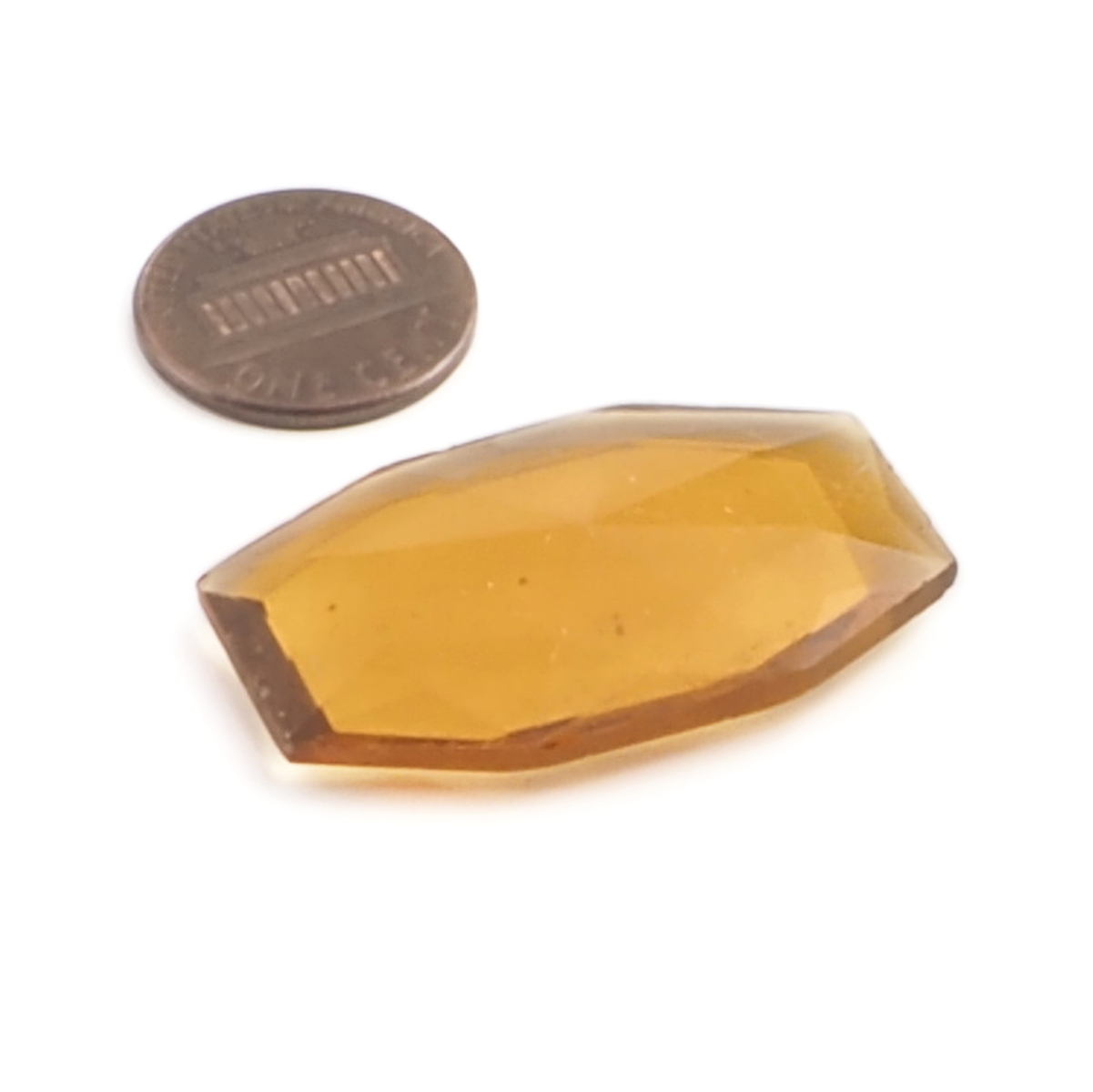 Large Czech vintage octagon faceted topaz glass rhinestone 37x23mm