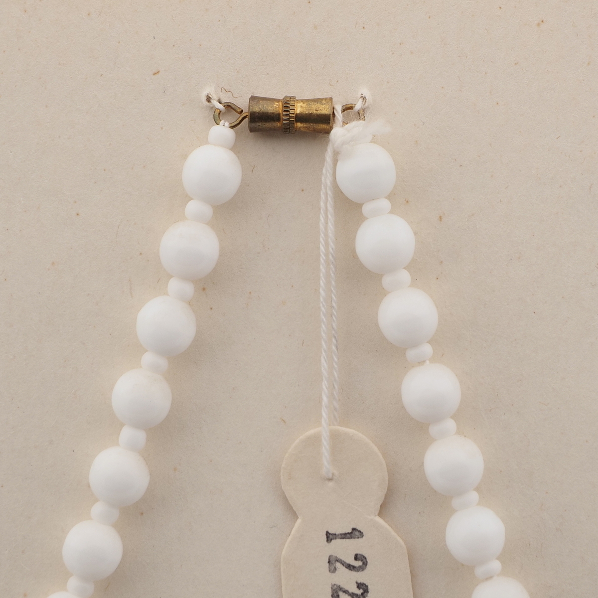 Vintage Czech necklace white blue yellow glass beads 