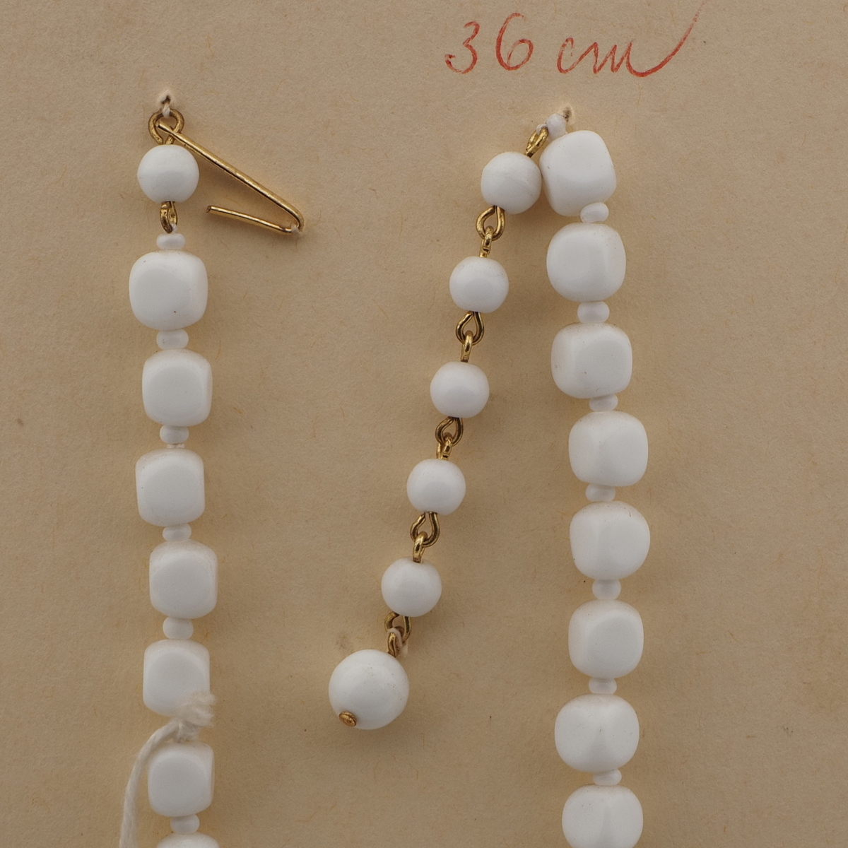 Vintage Czech necklace white round cube glass beads 