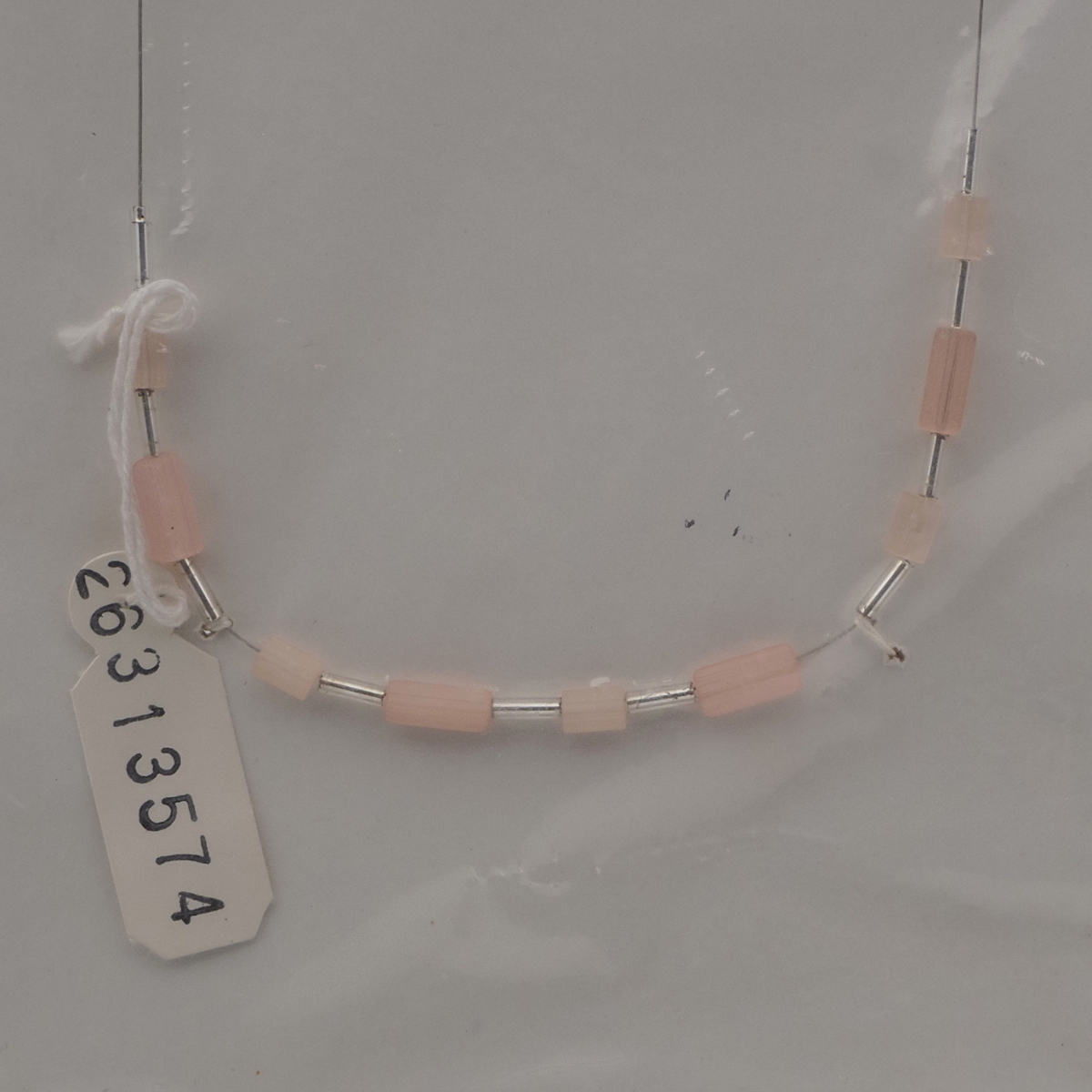 Vintage Czech wire necklace satin atlas silver lined glass beads 