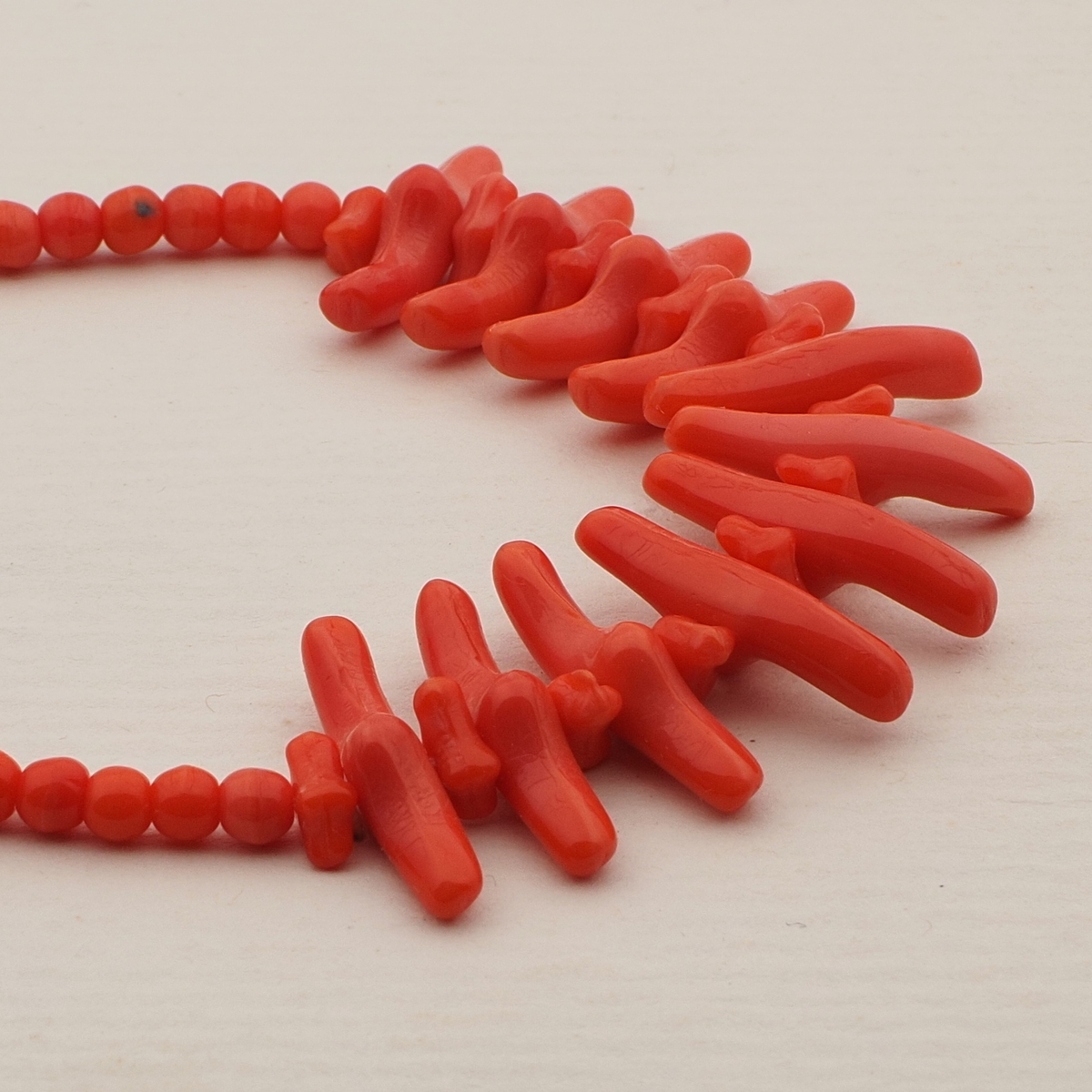 Vintage Czech necklace orange red coral tribal style glass beads 