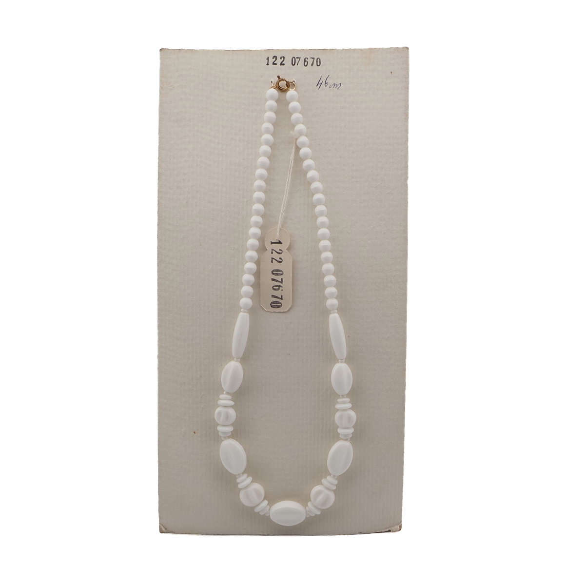 Vintage Czech necklace white round oval melon glass beads 