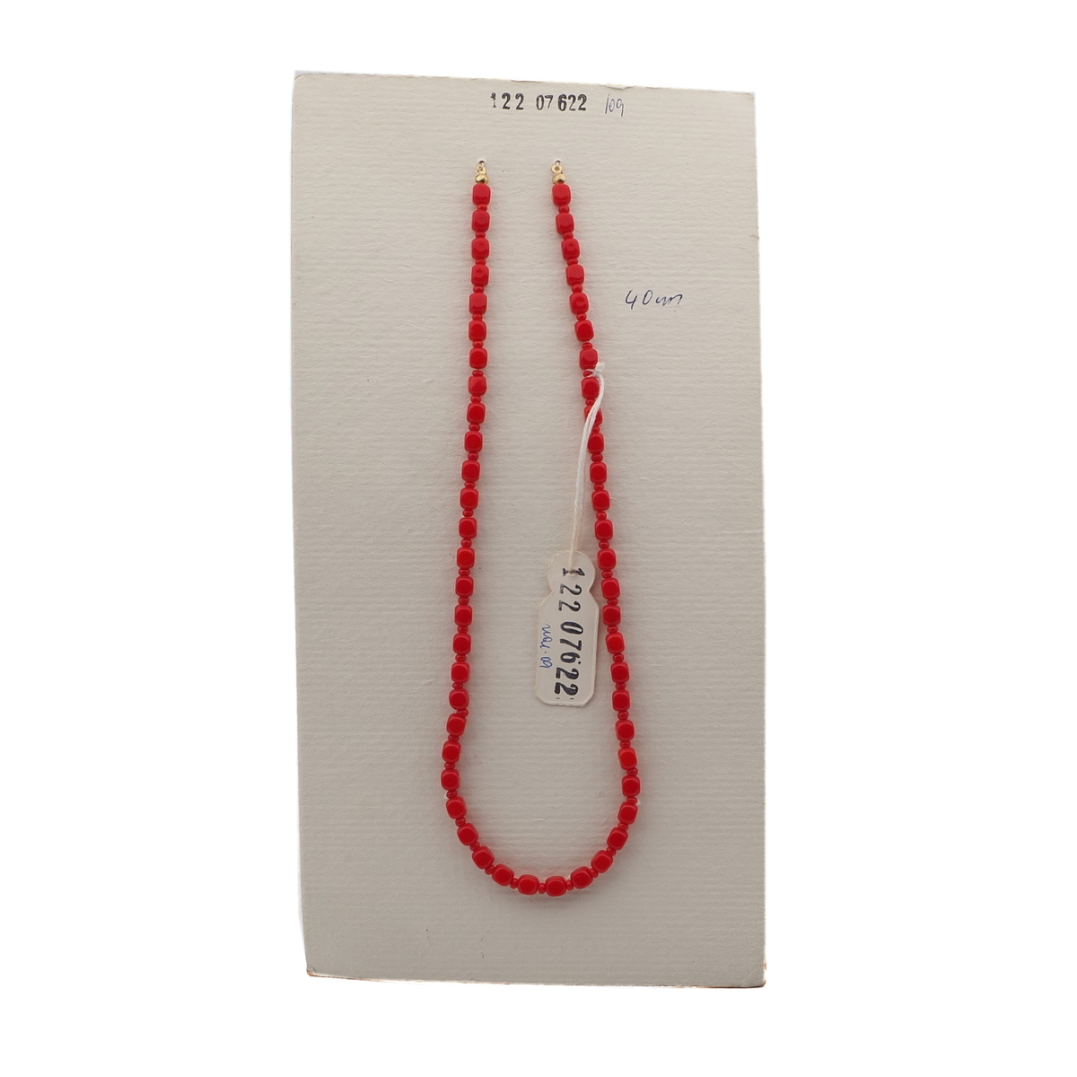 Vintage Czech necklace element red cube glass beads