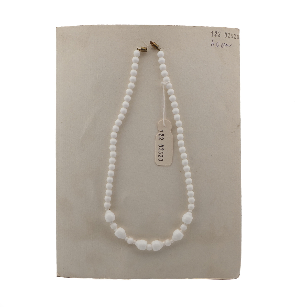 Vintage Czech necklace white round bell glass beads 