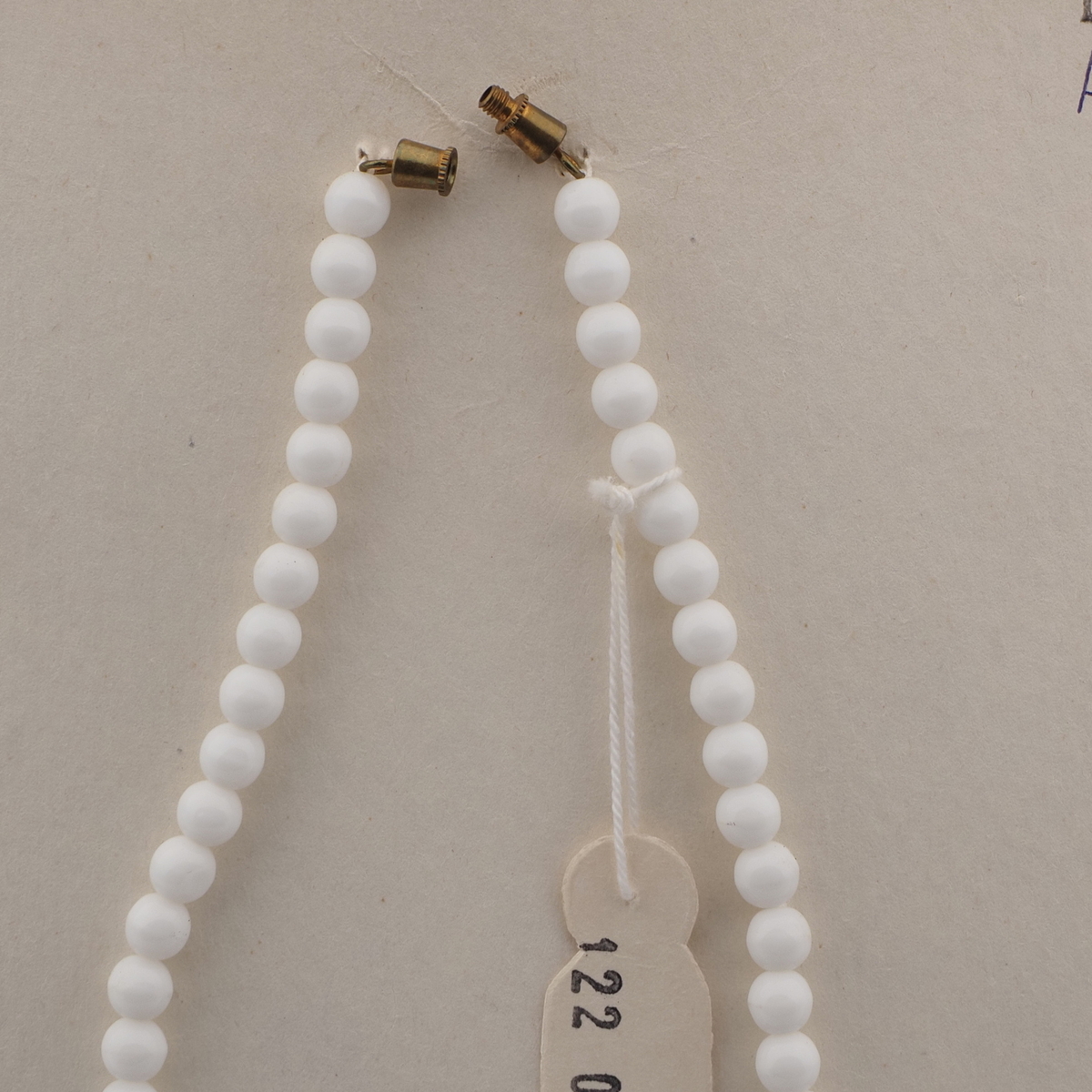 Vintage Czech necklace white round bell glass beads 