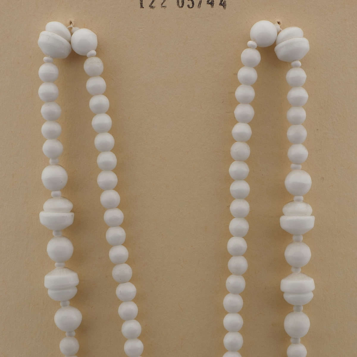 Vintage Czech necklace white round rondelle cup glass beads 30"