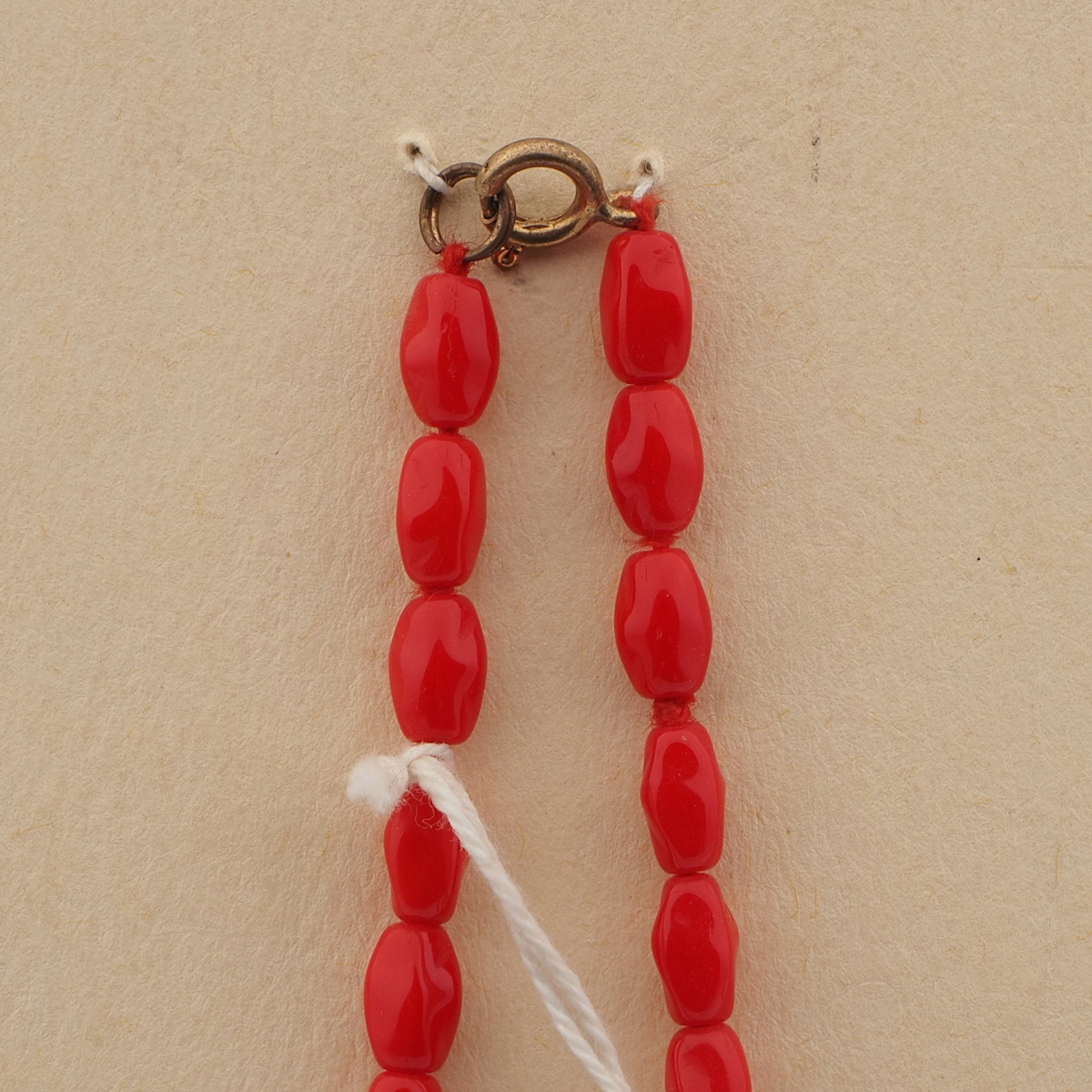 Vintage Czech necklace red twist rectangle glass beads