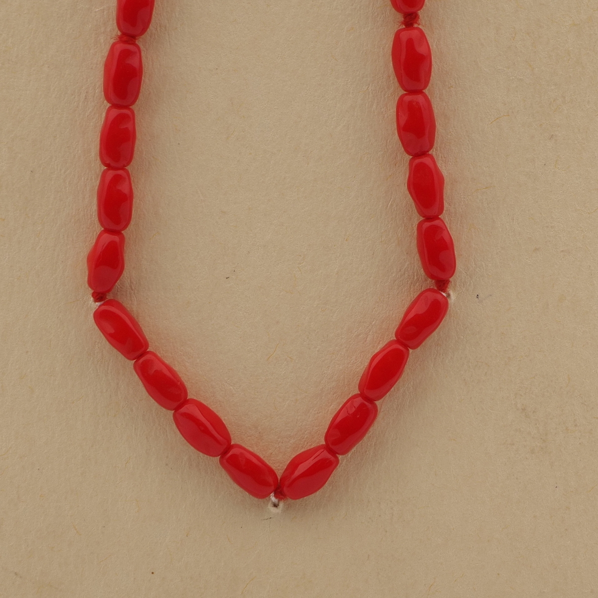 Vintage Czech necklace red twist rectangle glass beads
