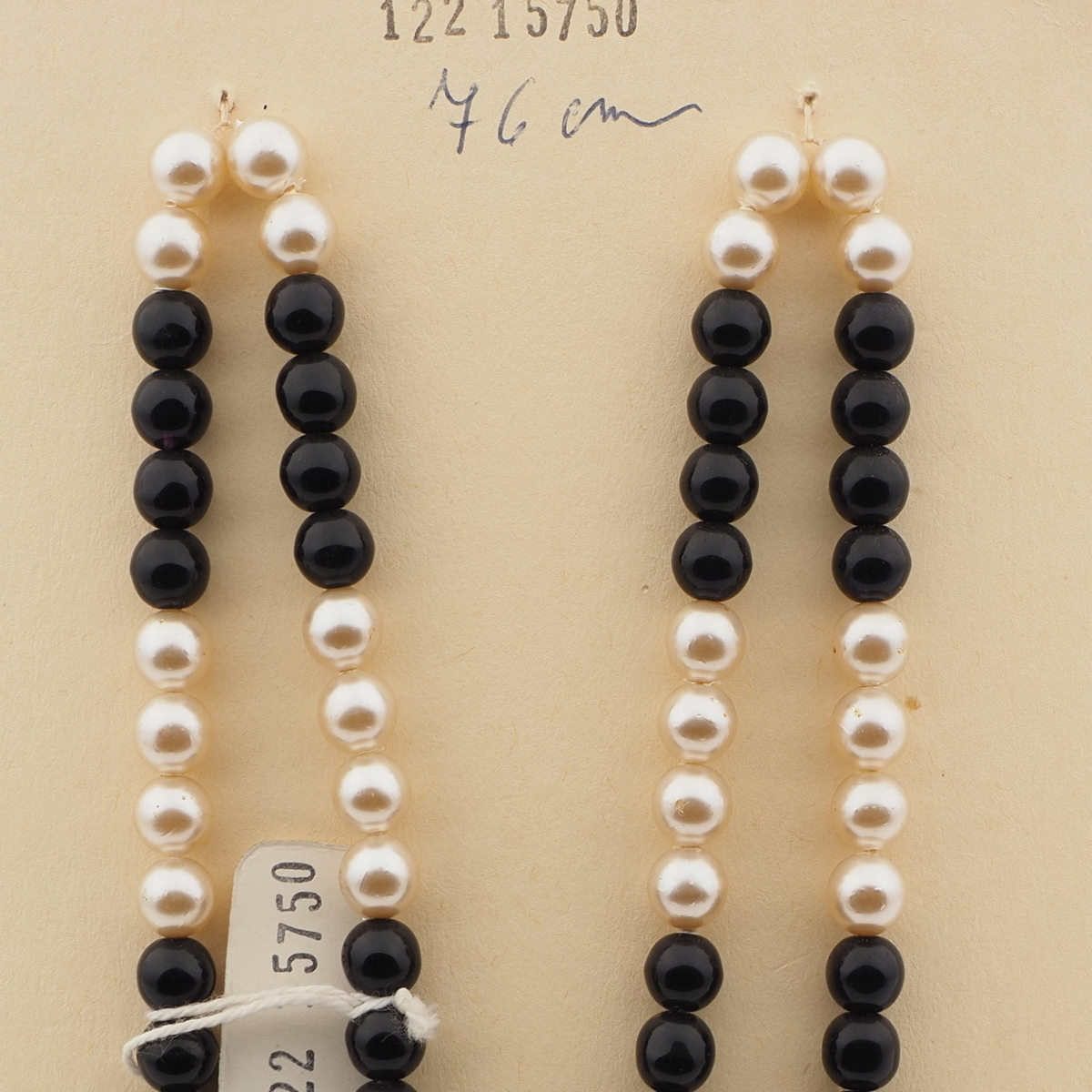 Vintage Czech necklace element glasses holder black pearl glass beads 30"