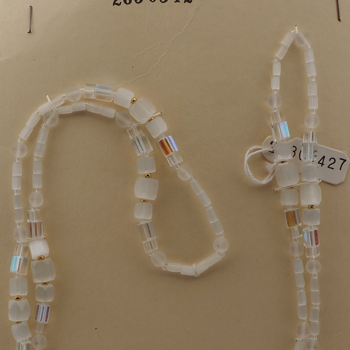Vintage Czech necklace satin atlas frost AB glass beads