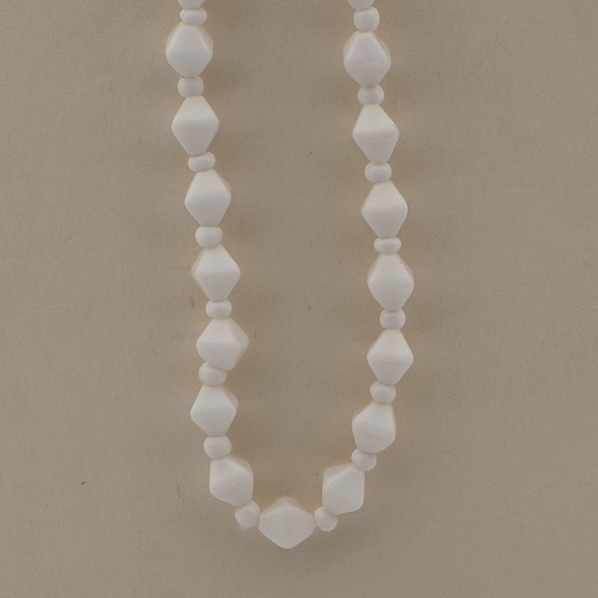 Vintage Czech necklace white bicone glass beads 
