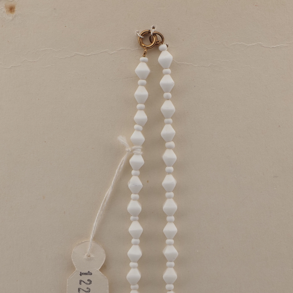 Vintage Czech necklace white bicone glass beads 