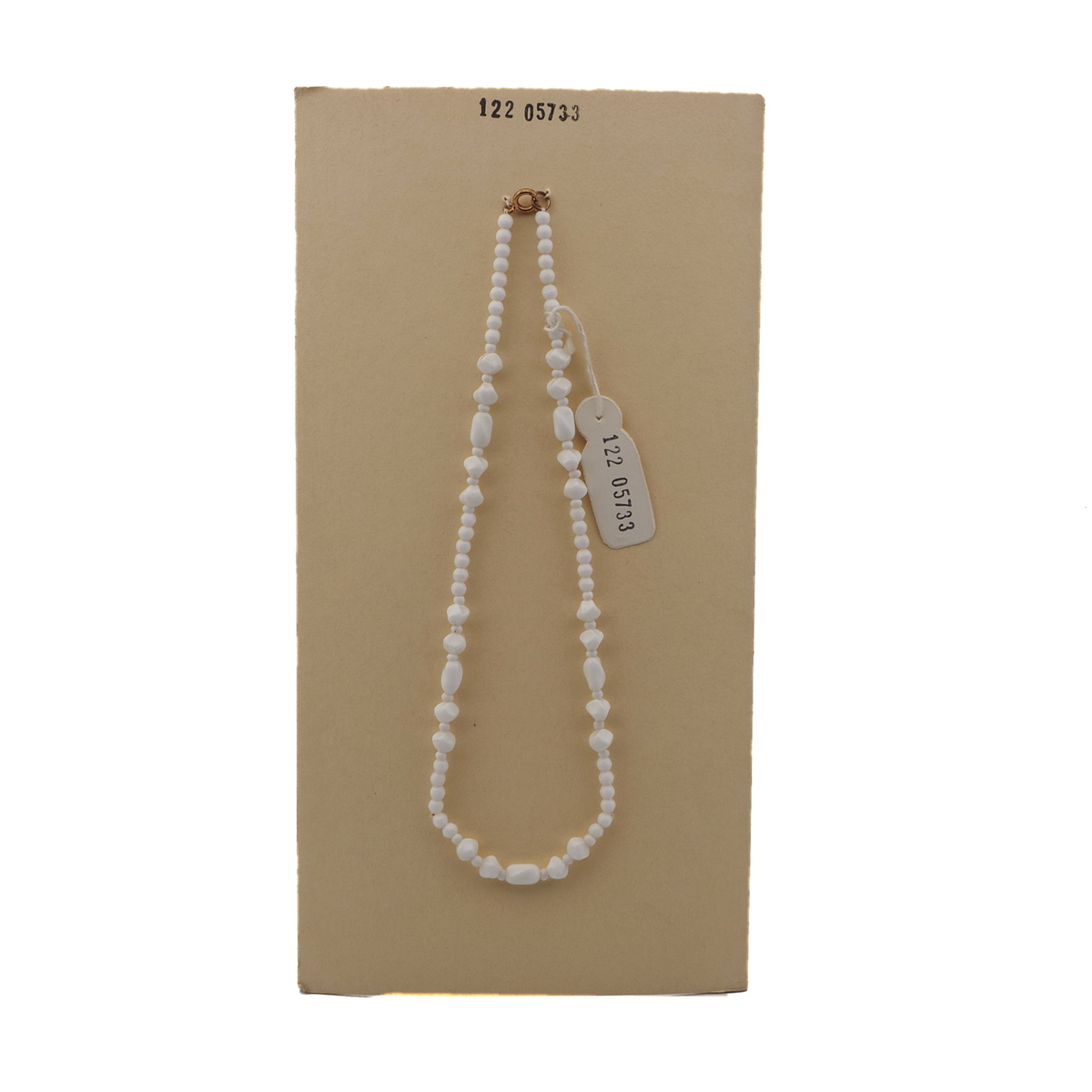 Vintage Czech necklace white round nugget rectangle glass beads 