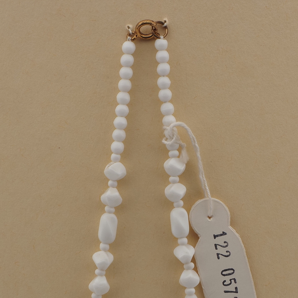 Vintage Czech necklace white round nugget rectangle glass beads 