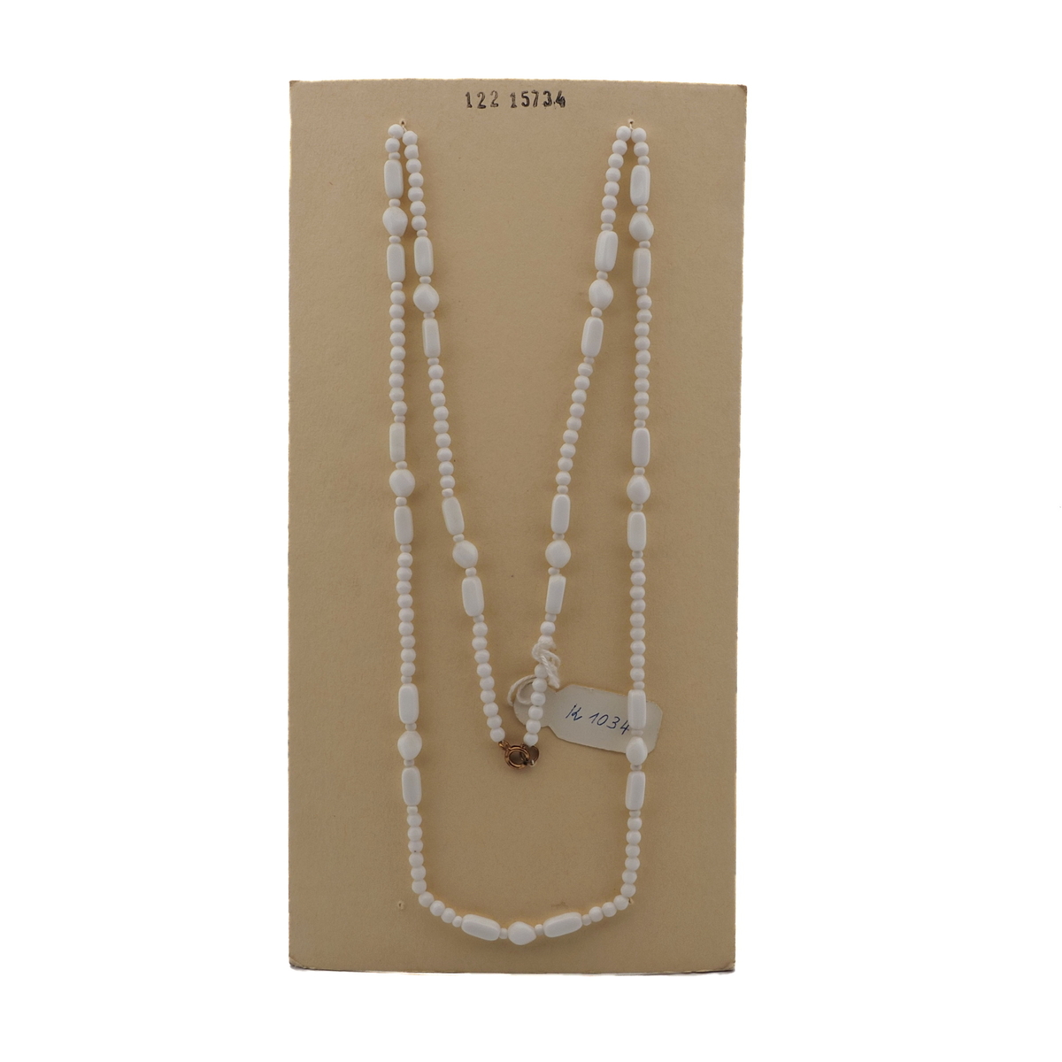 Vintage Czech necklace white round nugget rectangle glass beads