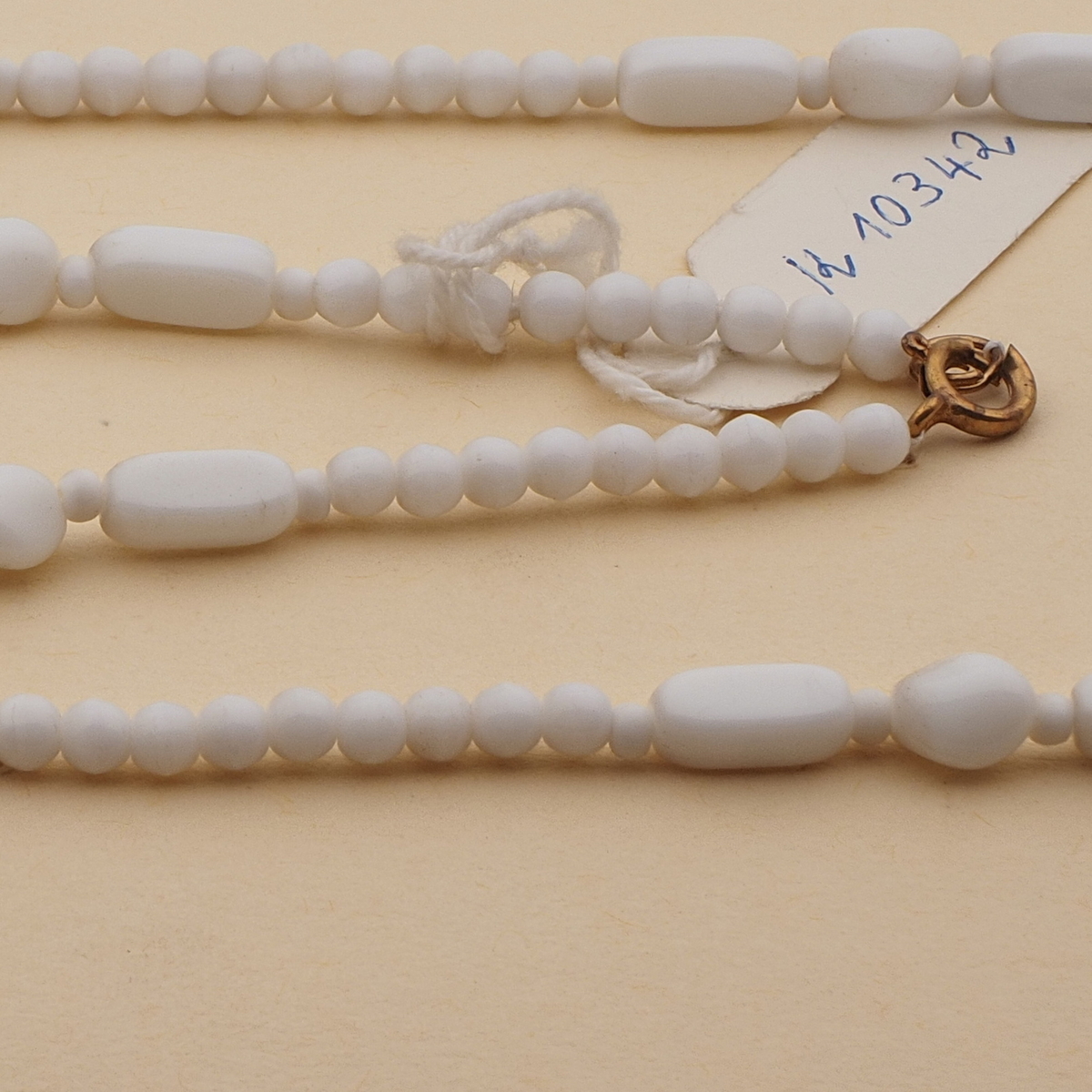 Vintage Czech necklace white round nugget rectangle glass beads
