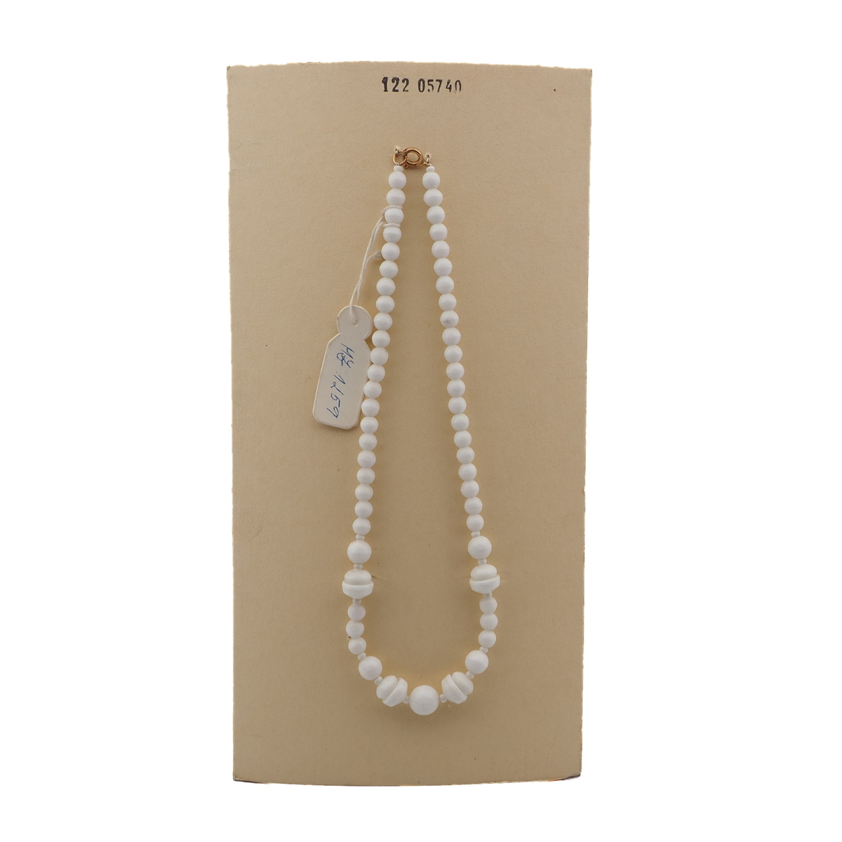 Vintage Czech necklace white round rondelle cup glass beads 