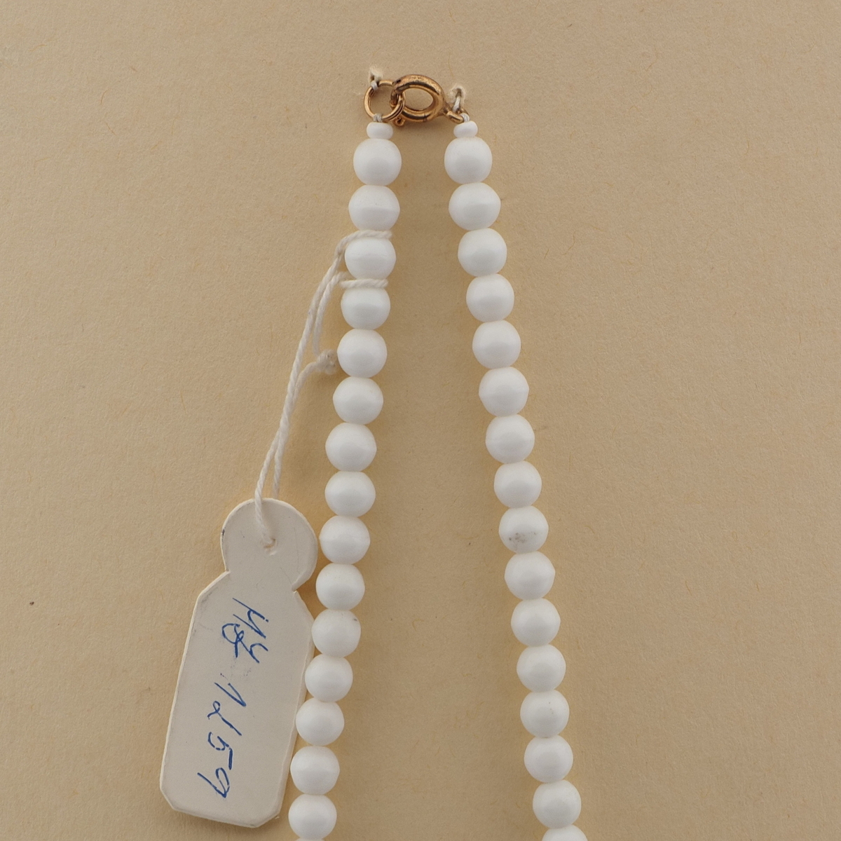 Vintage Czech necklace white round rondelle cup glass beads 