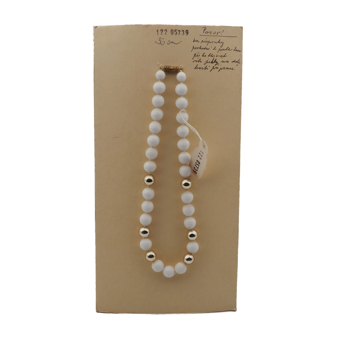 Vintage Czech choker necklace white gold glass beads