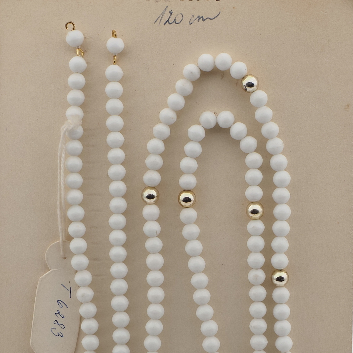 Vintage Czech necklace element glasses holder white gold glass beads