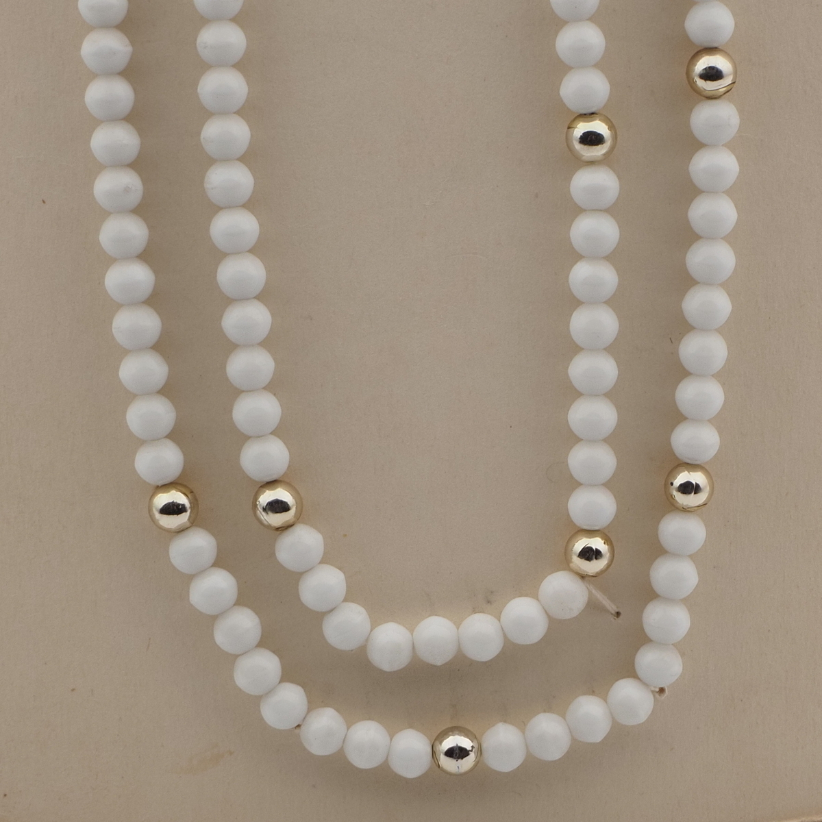 Vintage Czech necklace element glasses holder white gold glass beads 30"