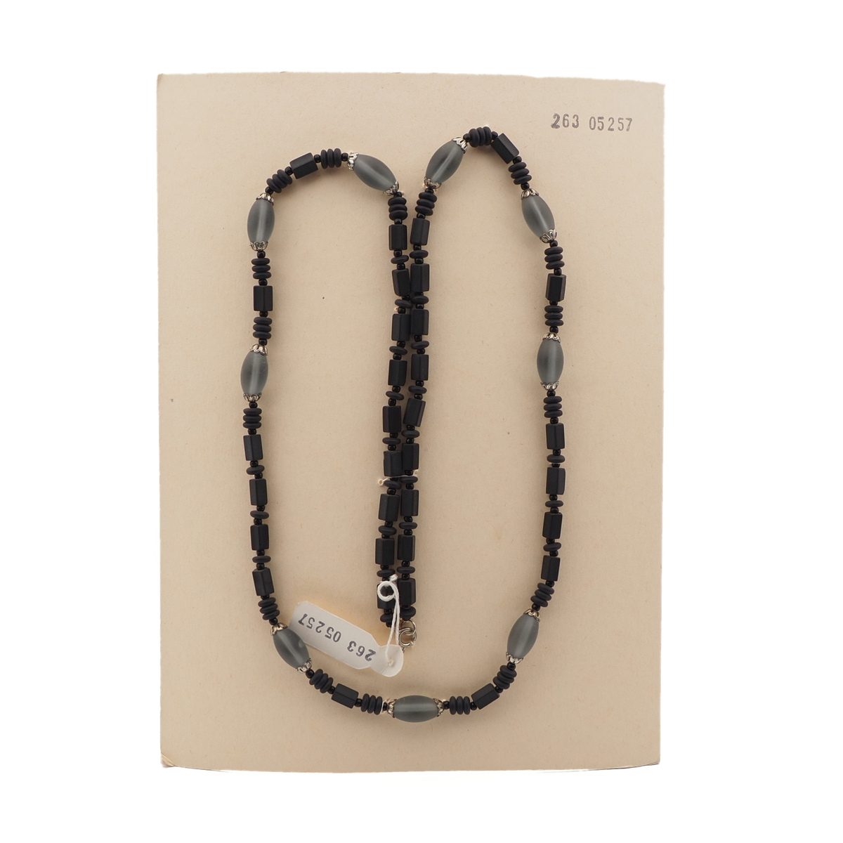 Vintage Czech necklace matte black aqua glass beads