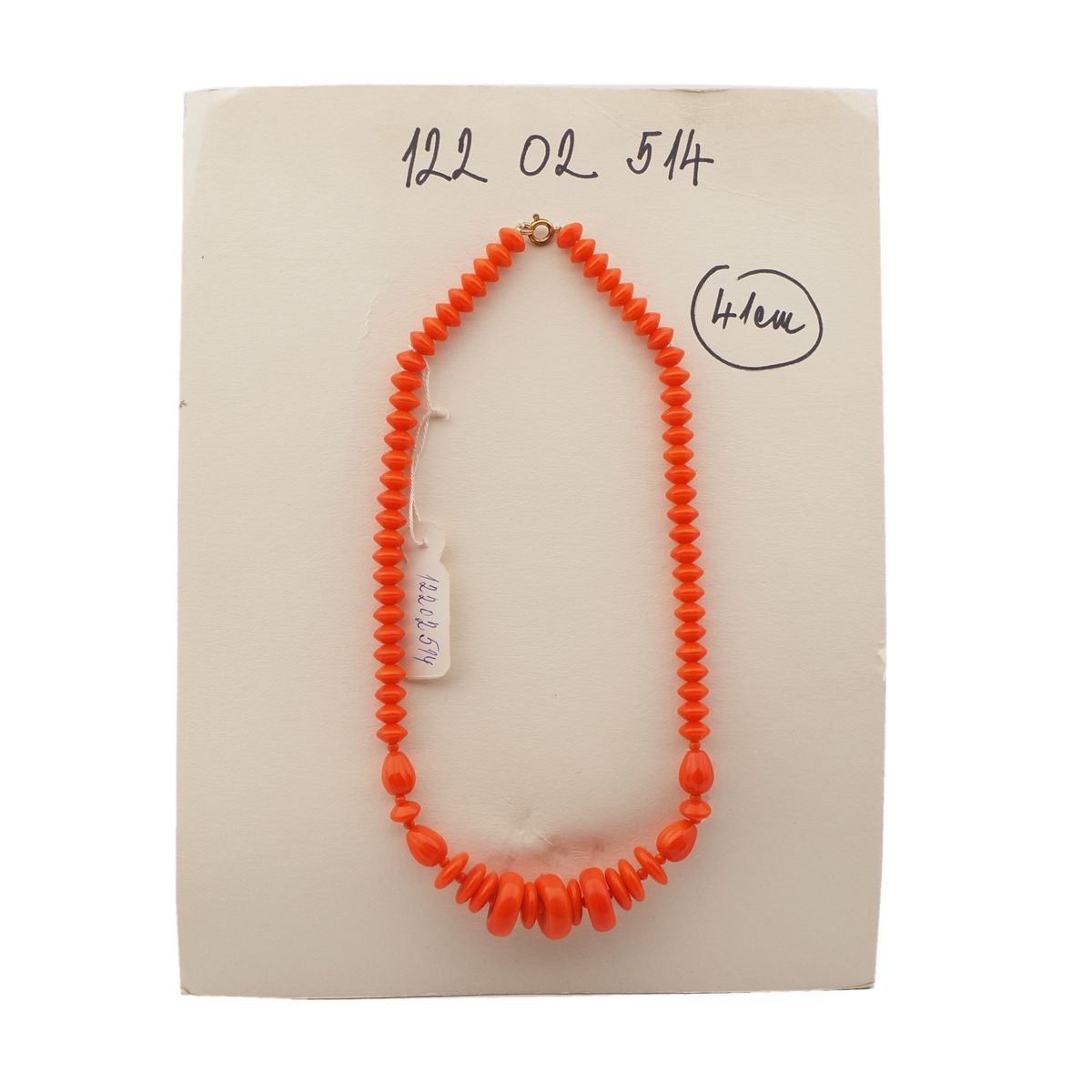 Vintage Czech necklace orange rondelle teardrop melon glass beads 16"