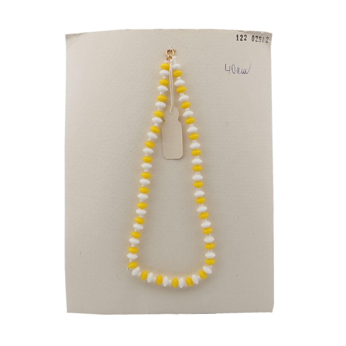 Vintage Czech necklace white yellow rondelle glass beads
