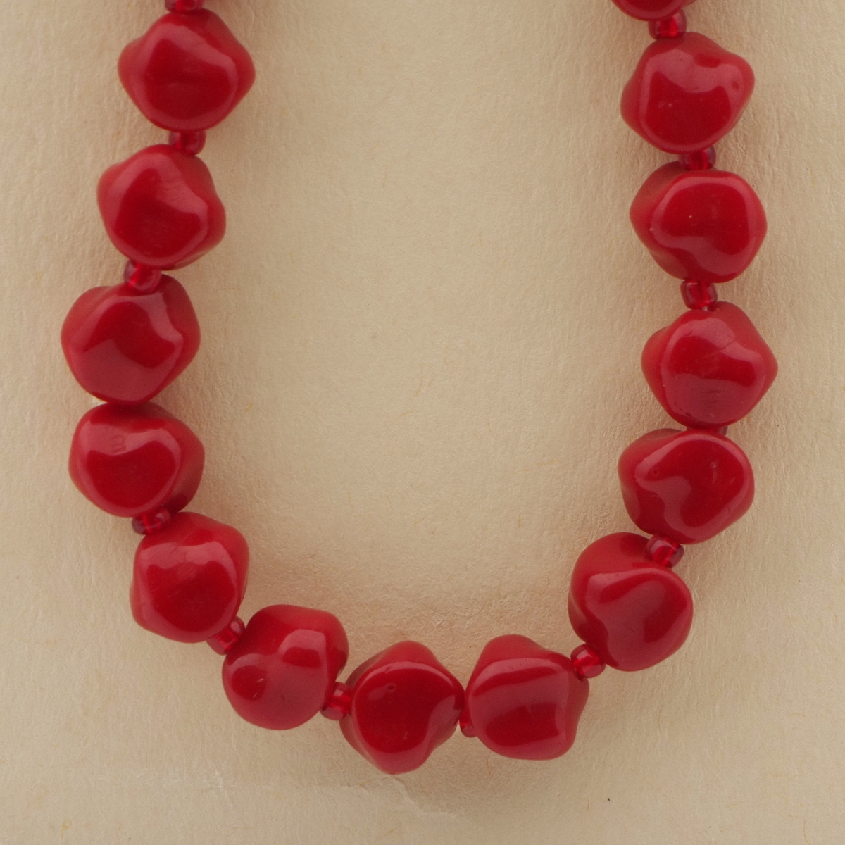 Vintage Czech necklace red nugget glass beads