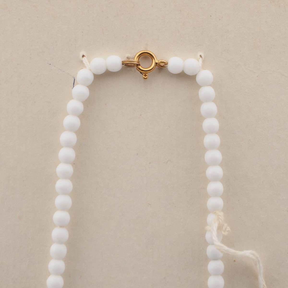 Vintage Czech necklace white round rectange twist glass beads