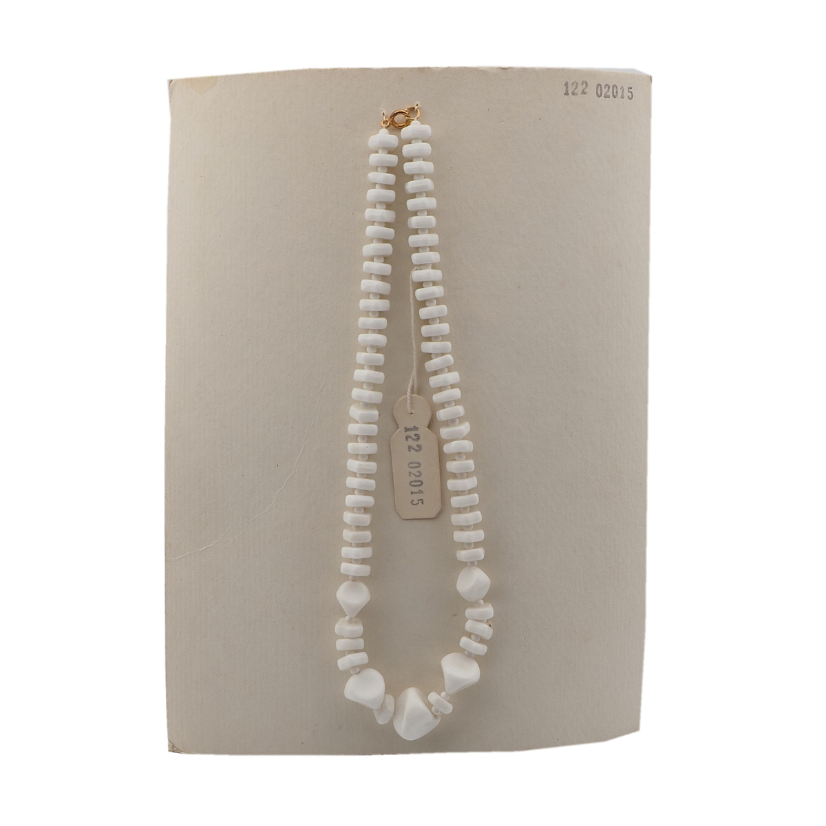 Vintage Czech necklace white pentagon rondelle nugget glass beads