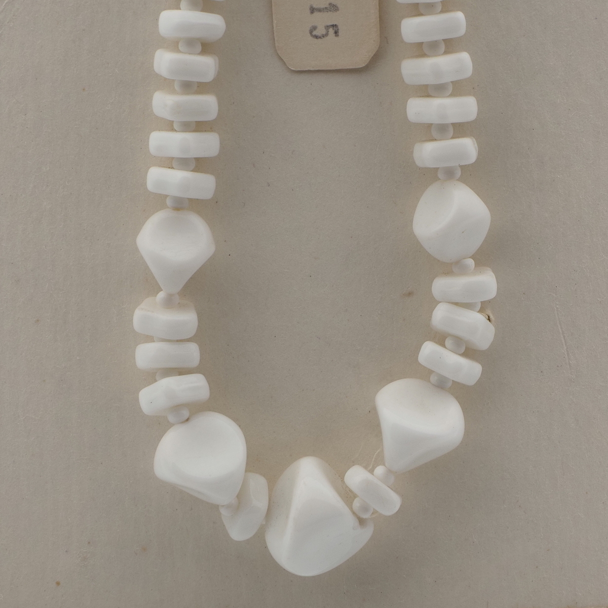Vintage Czech necklace white pentagon rondelle nugget glass beads