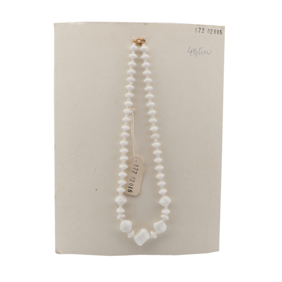 Vintage Czech necklace white rondelle nugget glass beads