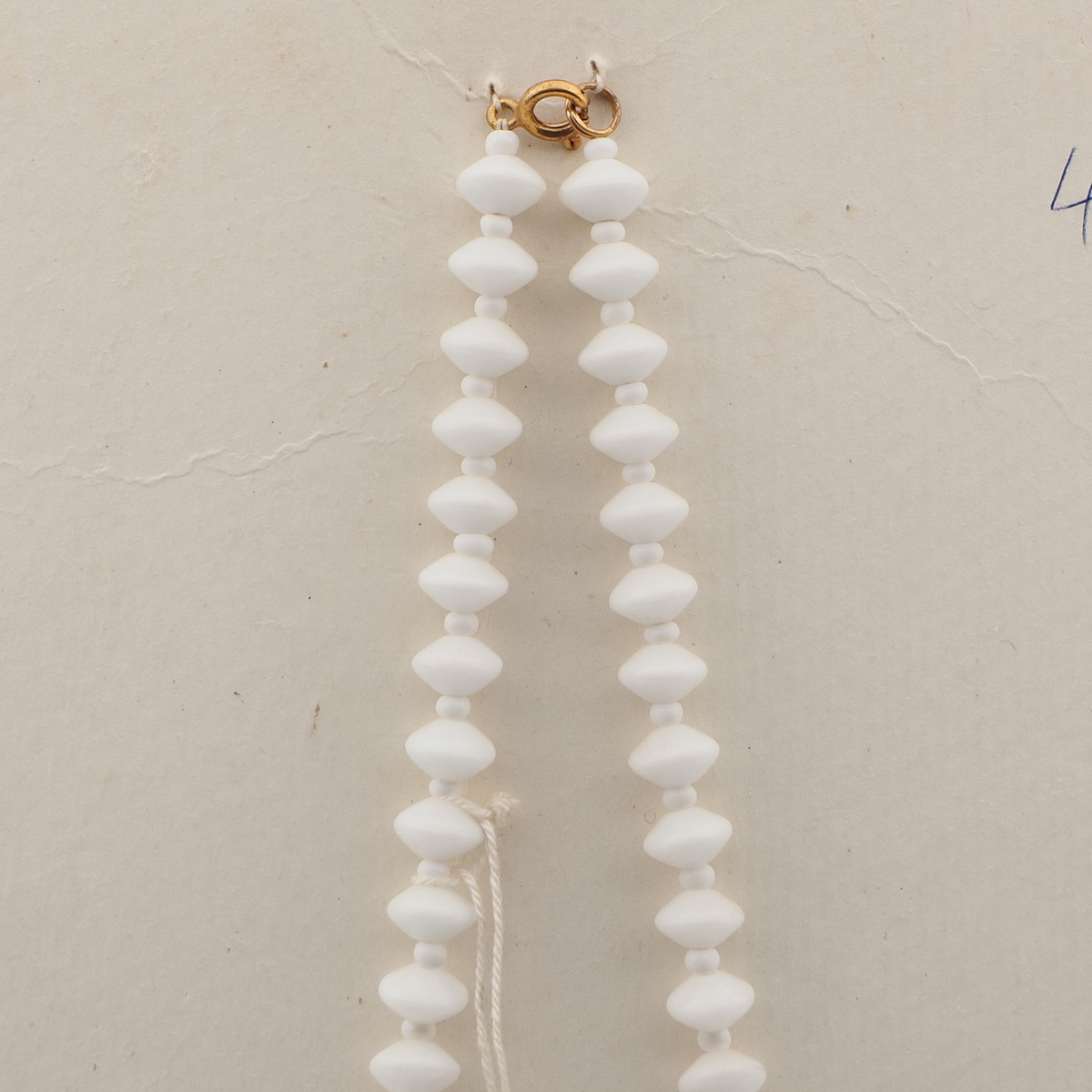 Vintage Czech necklace white rondelle nugget glass beads
