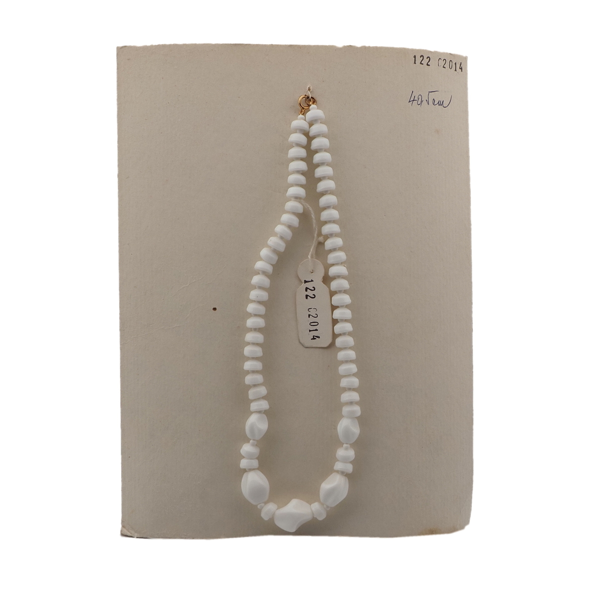 Vintage Czech necklace white rondelle cup nugget glass beads