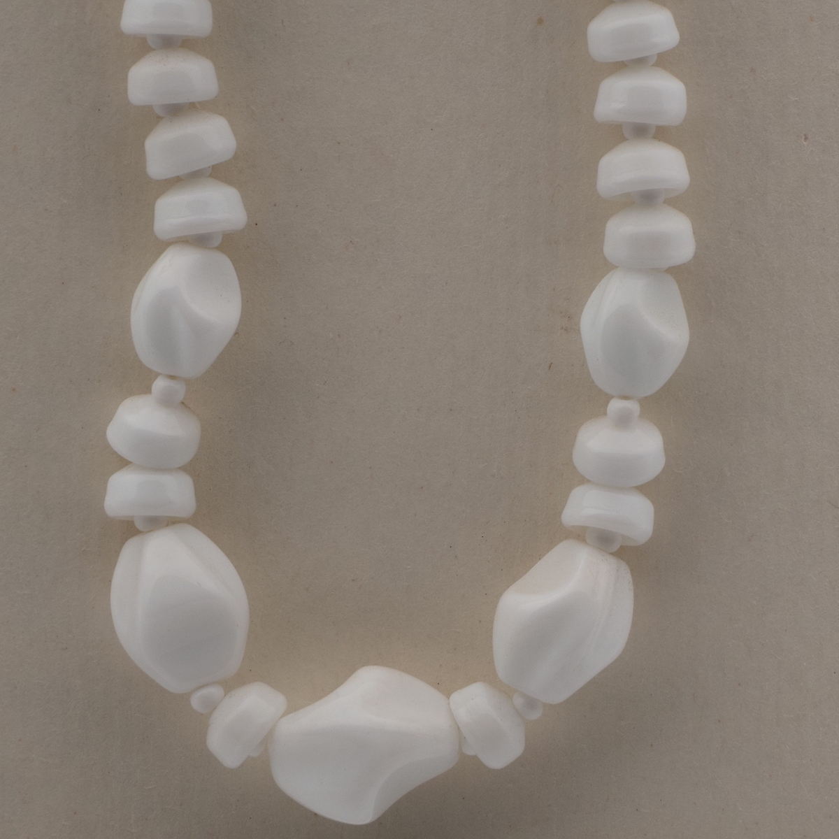 Vintage Czech necklace white rondelle cup nugget glass beads