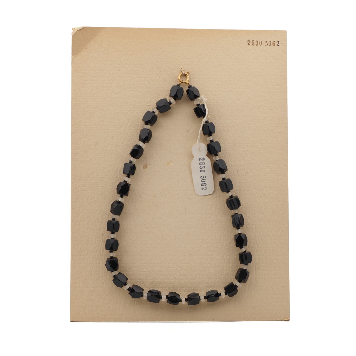 Vintage Czech necklace black pentagon frost rondelle glass beads