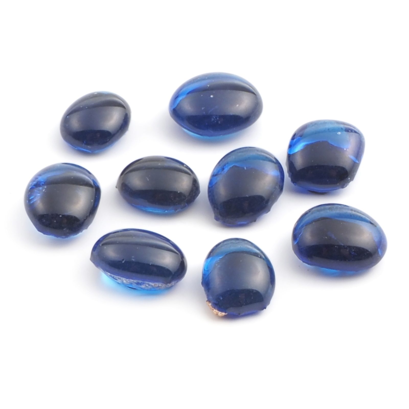Lot (9) 19th century Czech antique Sapphire blue glass cabochon drops