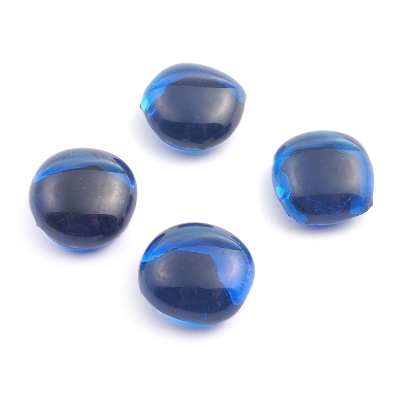 Lot (4) 19th century Czech antique Sapphire blue glass cabochon drops 11/12mm