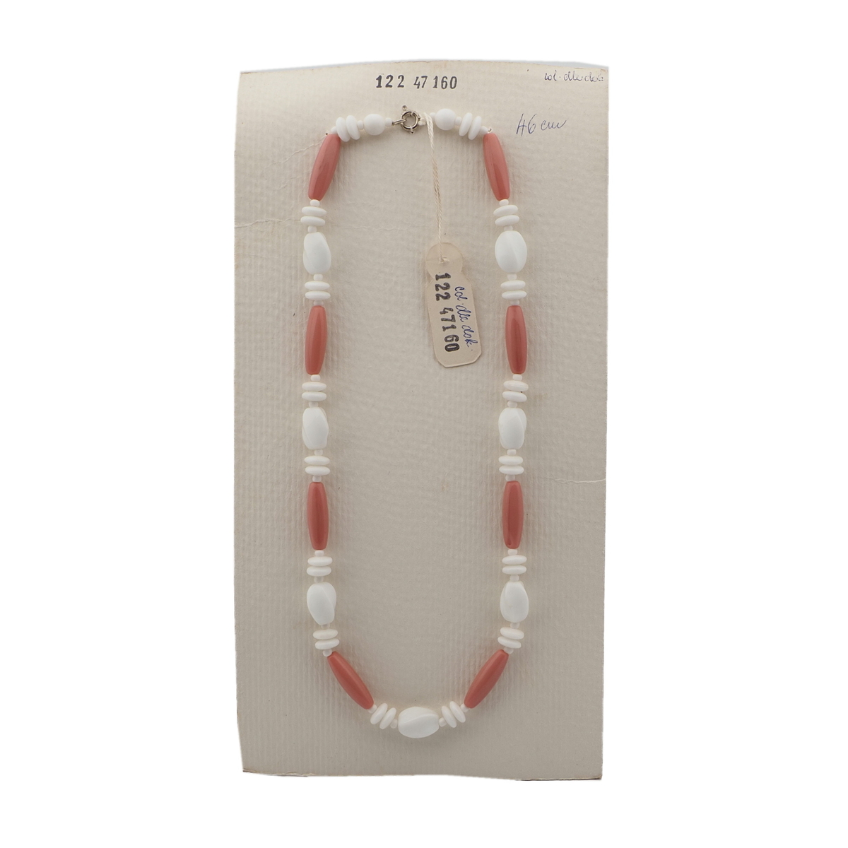 Vintage Czech necklace white pink glass beads 