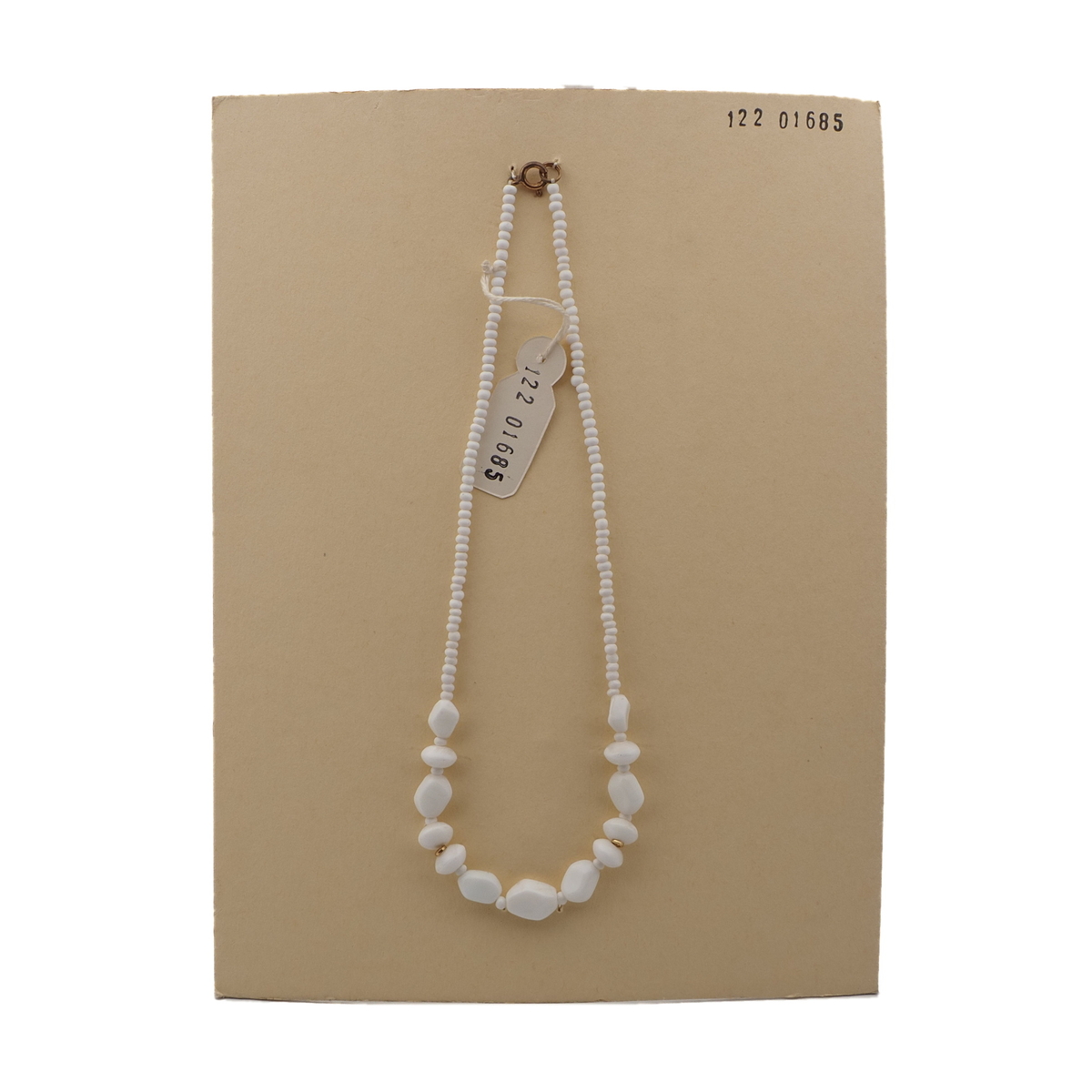 Vintage Czech necklace white rondelle nugget seed glass beads