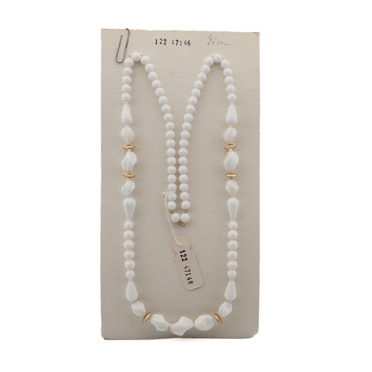 Vintage Czech necklace element glasses holder white glass beads