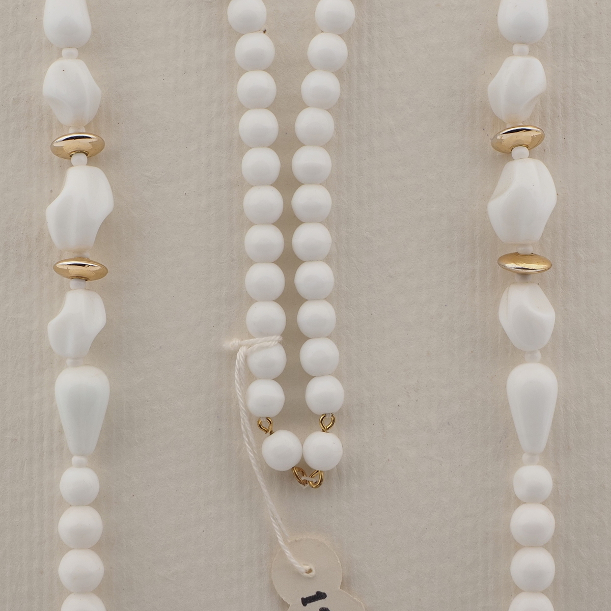 Vintage Czech necklace element glasses holder white glass beads