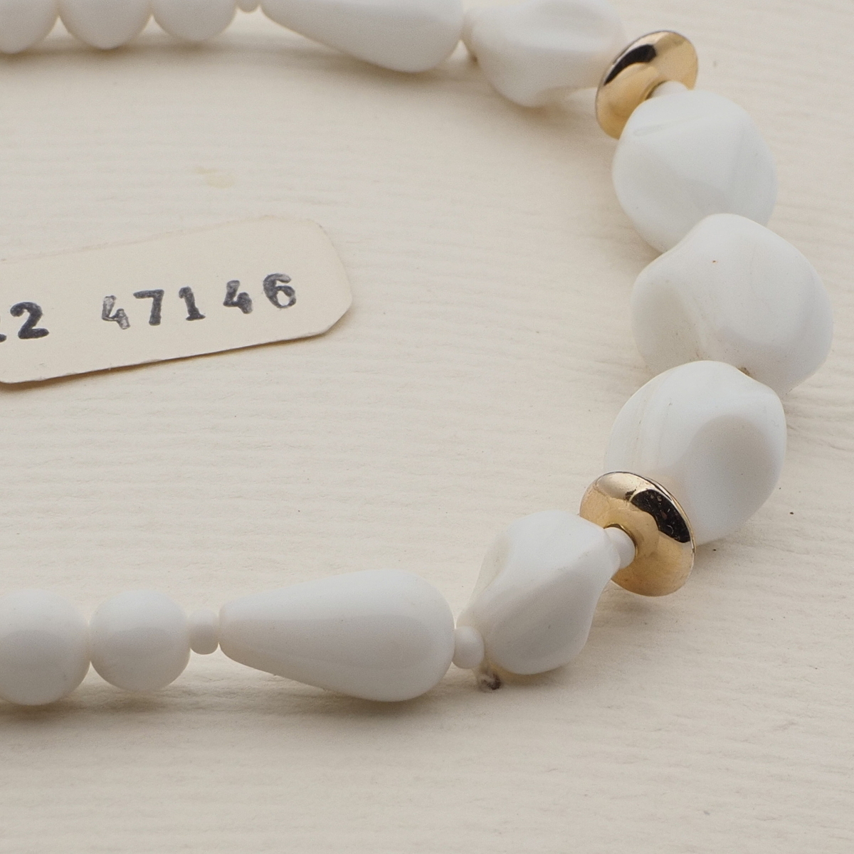 Vintage Czech necklace element glasses holder white glass beads