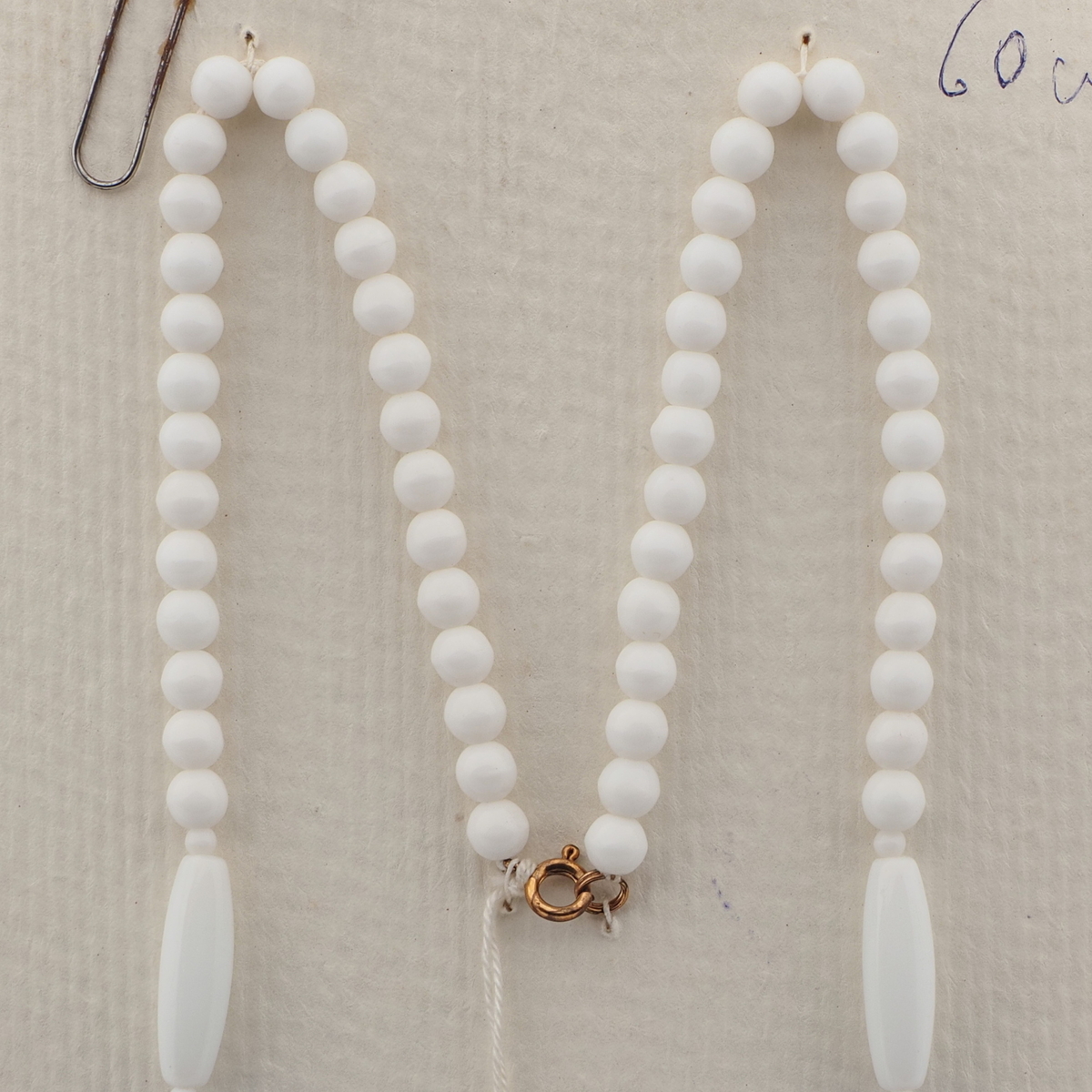 Vintage Czech necklace blue marble white glass beads 