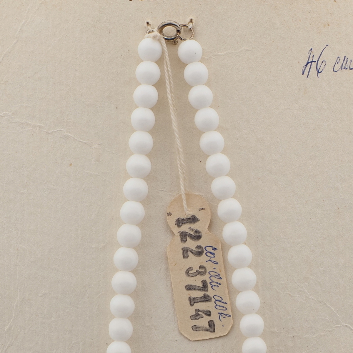 Vintage Czech necklace brown beige marble white glass beads 18"