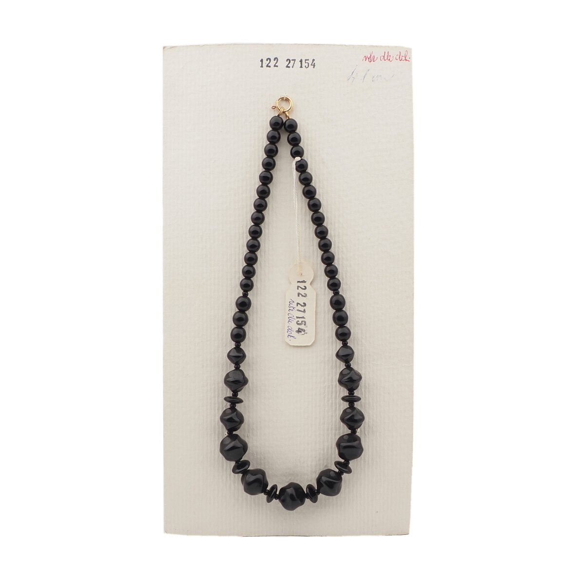 Vintage Czech necklace black round rondelle nugget glass beads