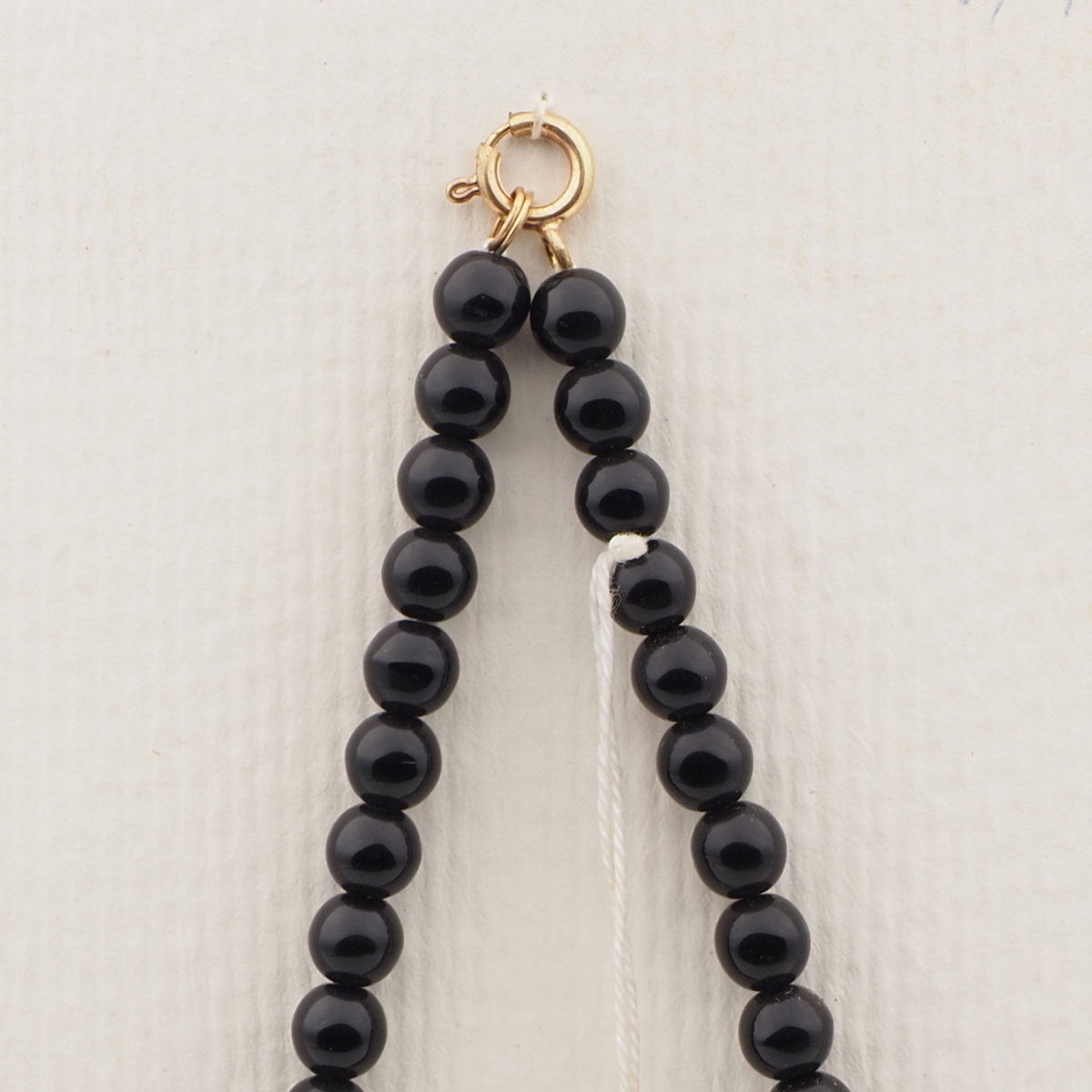 Vintage Czech necklace black round rondelle nugget glass beads