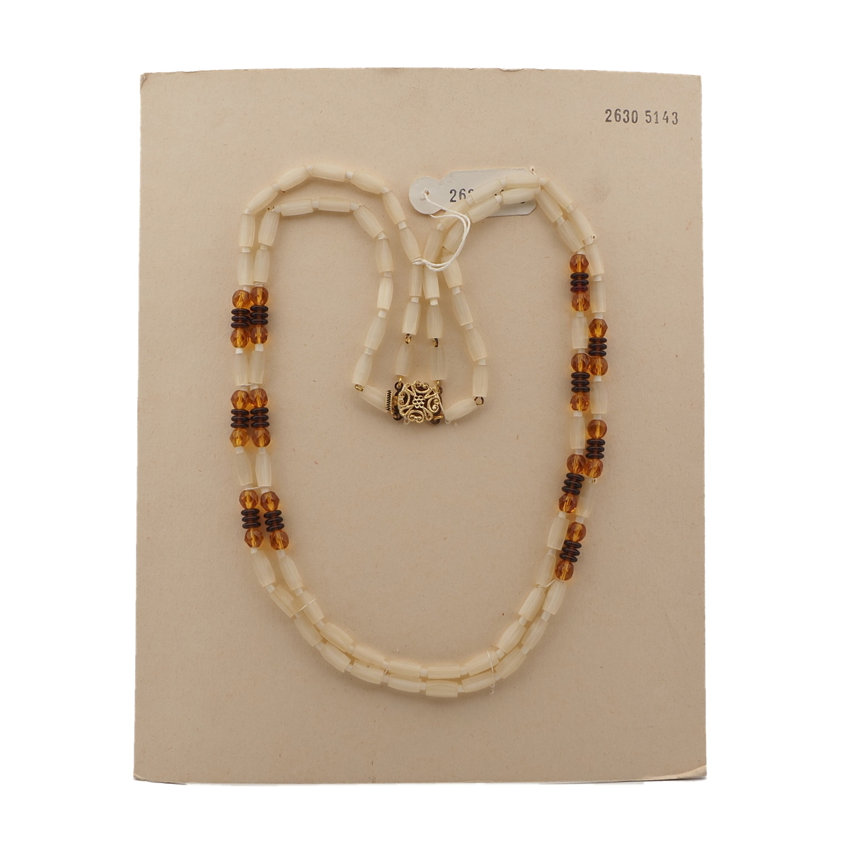 Vintage Czech 2 strand necklace satin atlas topaz glass beads 